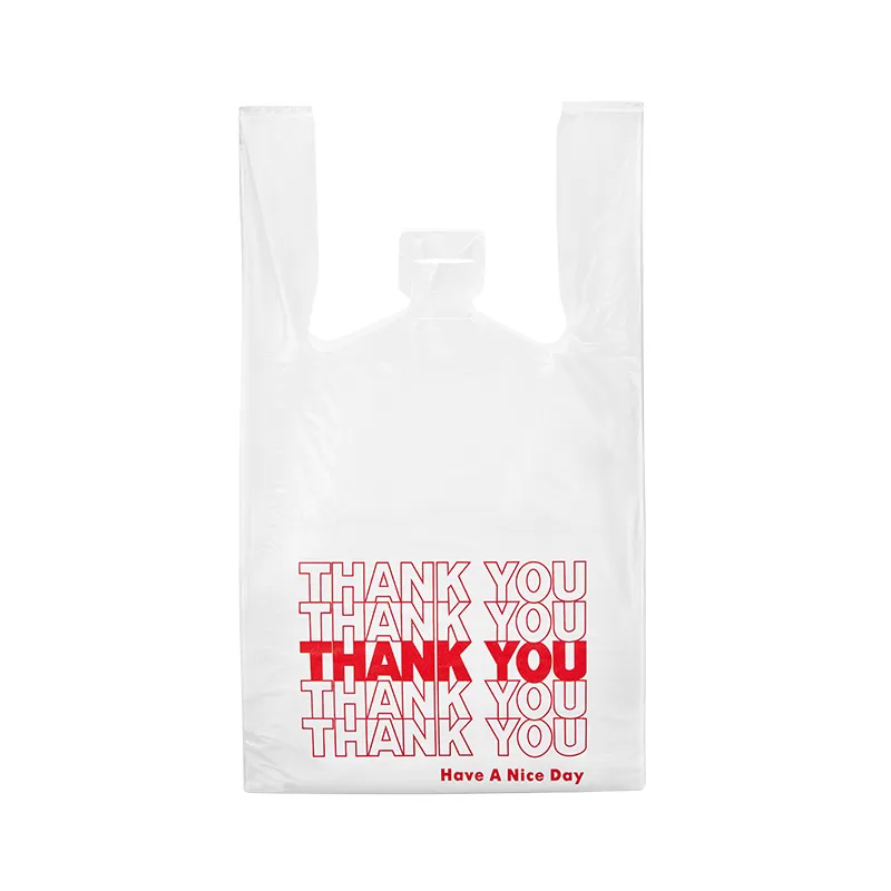 10” x 5” x 19” Thank You Print T-shirt Bag (17mic)
