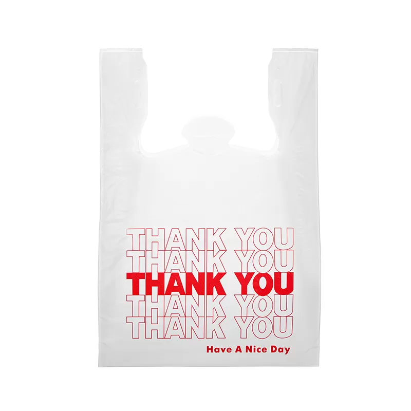 11.5” x 6.5” x 21.5” Thank You Print T-shirt Bag (12mic)