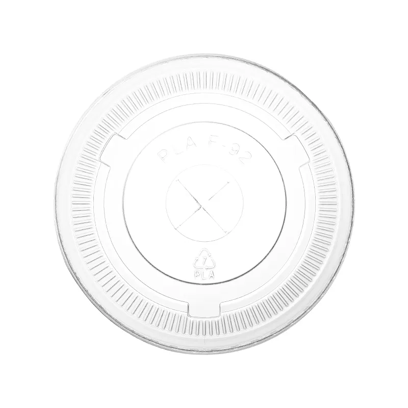 Flat Lid w/ Cross Hole for 9-12oz PLA Cold Cup