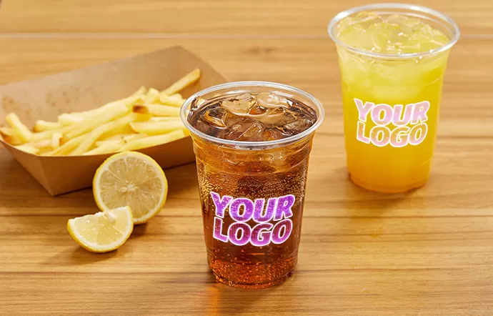 Crystal-clear PET Cups Enhance Drink Presentation While Offering Strong, Recyclable Packaging with Custom Branding Options.